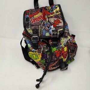 Marvel Comic Print Mini Backpack Spider-Man Captain‎ America Hulk Thor *flaws*